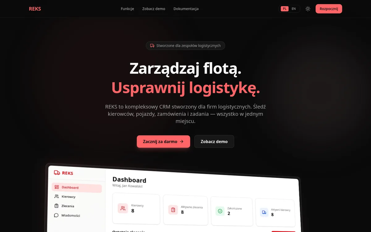 Strona główna REKS — system zarządzania flotą i logistyką